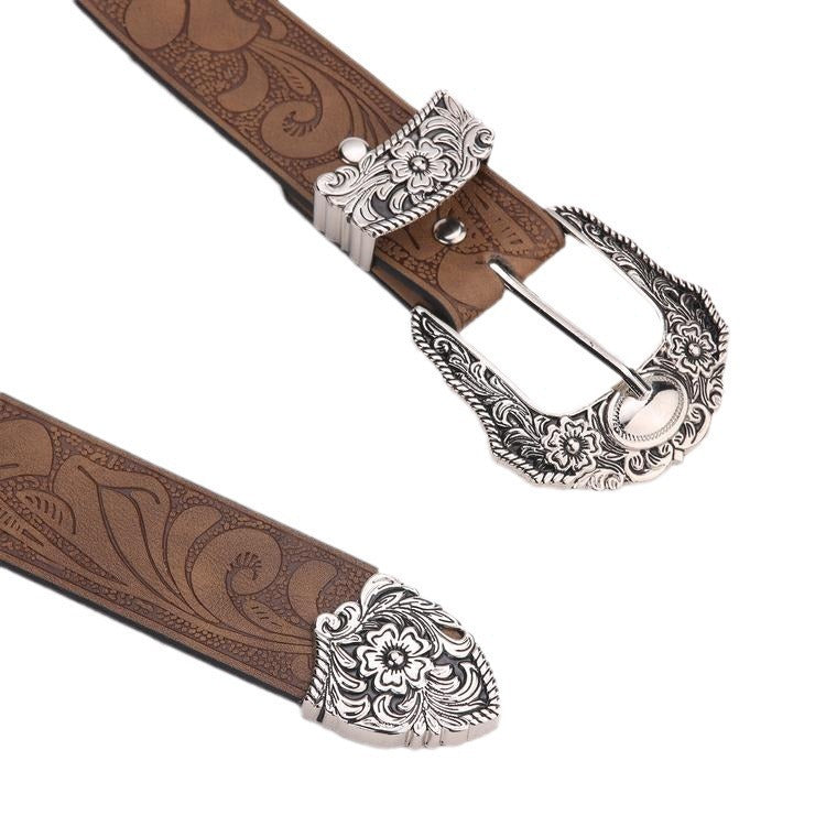 High-grade Brown Jeans Strap Casual All-matching High-grade Brown Jeans Strap Casual All-matching